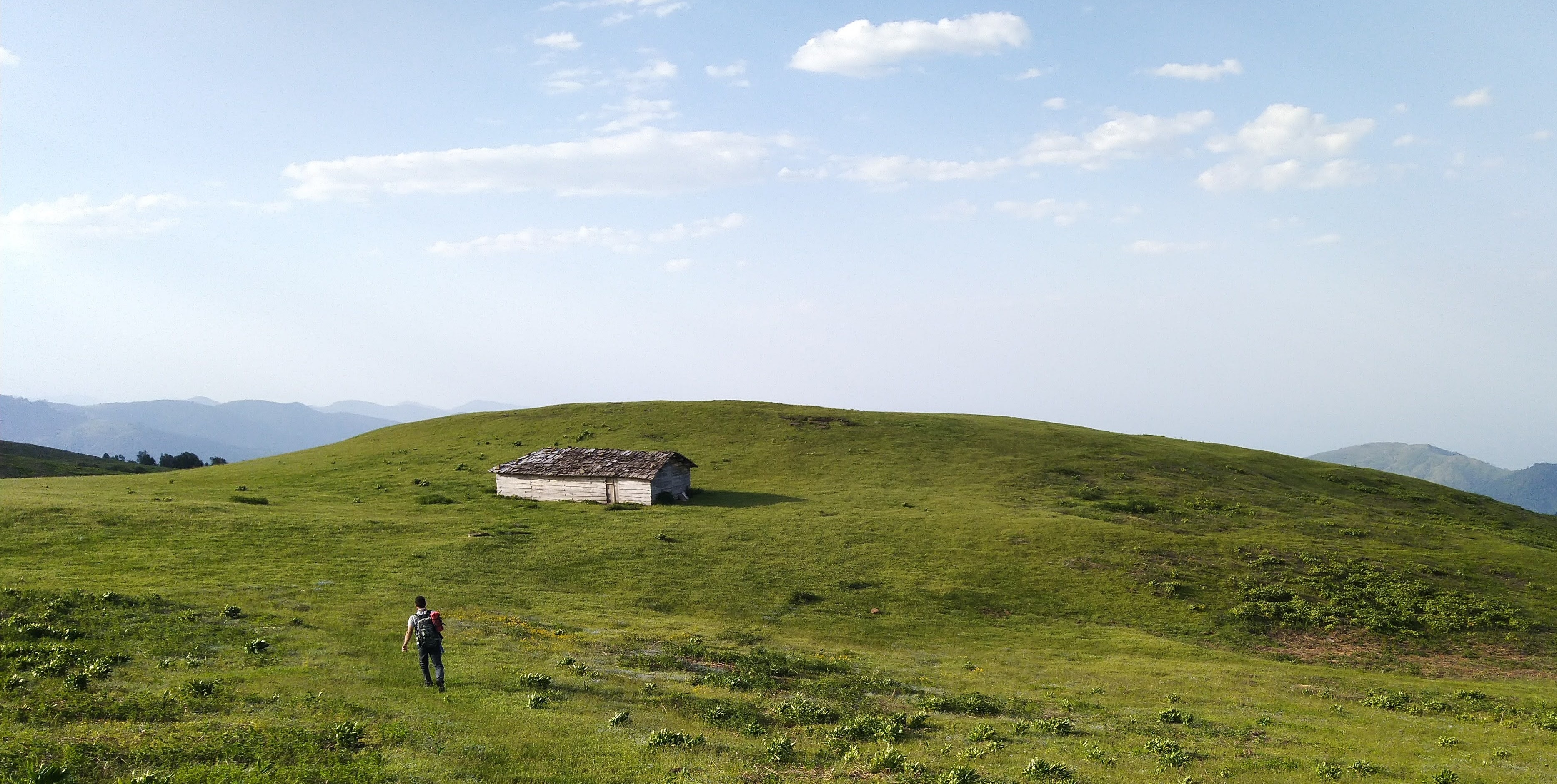 Alpine meadow cabin trek